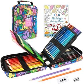 H & B Art Supplies, 72Pack Drawing Supplies for Adults, Drawing Kit with Drawing Book, Coloring Book, Oil-Based Coloured Pencils for Artists