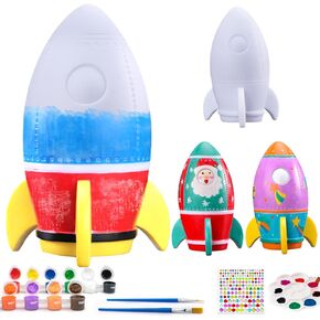 HAPMARS Paint Your Own Rocket Lamp Kit, DIY Night Light Art Supplies Creative Crafts Kit Painting Toys for Kids Ages 8-12, Art Supplies Birthday Christmas Gift for Kids Girls Boys Age 4 5 6 7 8+