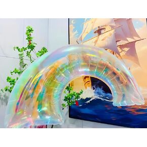 3Pcs 32 inch Iridescent 4D Round Ball Balloons for Spring/Holographic Balloons/Star Clear Foil Decorative Folding Rainbow/Under The Sea Mermaid Groovy party decoration