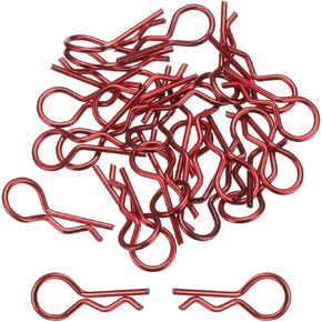 DMiotech 25Pcs Body Clips Bent RC Car Shell Clip Model Car R Pins Red Universal Shell Replacement Parts for 1/10 Scale RC Car