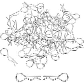 DMiotech 25Pcs Body Clips Bent, Silver Universal RC Body Clips R Pins RC Cars Parts Shell Replacement Parts for All 1/10 Scale RC Car