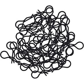 100pcs RC Body Clips Bent Springy R Pins Bent for 1/8 1/10 1/12 Car Truck Crawler Buggy Shell Replacement (Black)