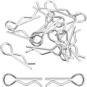 DMiotech 12Pcs Body Clips Bent, Silver Universal RC Body Clips R Pins RC Cars Parts Shell Replacement Parts for All 1/16 1/18 Scale RC Car