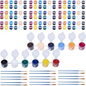 10 Set 12 Colors Washable Acrylic Paint Strips Kit for Kids with 20 Pcs Painting Brushes Totally 140 Pcs Mini Acrylic Paint Set for Kid Adult Arts and Crafts, Classroom Painting Supplies Gifts(140)