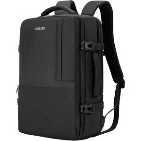 MOLNIA 50L Expandable Travel Backpack for Men Women, Carry On Backpack Airline Approved, Suitcase Backpack with Packing Cubes, Water Resistant Luggage Backpack Daypack Weekender Bag, Black