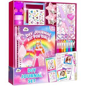 ZMLM DIY Journal Kit for Girls, Gifts for 6 7 8 Year Old Girl, Journal Set Scrapbook Kit Diary Supplies Stationery Set for Girls, Journaling Art Crafts Kit Stuff Birthday Christmas Gifts for Girls 6 7 8 9 10 11 12