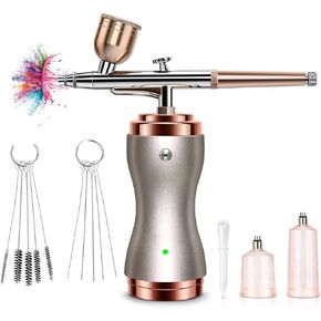 Airbrush Kit with Compressor 30PSI Portable Airbrush Gun Rechargeable Handheld Cordless Air Brush for Nails Art, Painting, Cake Decor, Cookie, Mode, Makeup, Barber (Black)