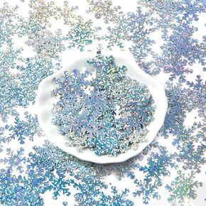 Silver Snowflake Decorations for Crafts, 2080 Pcs Snowflake Glitter Laser Sequins, 0.9 Inch Plastic Shinny Glitter Christmas Snowflake Ornaments for Birthday Wedding, Bridal Shower, DIY Projects in Kuwait