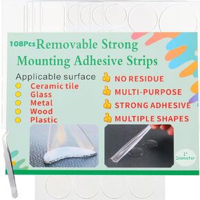 Double Sided Tape Heavy Duty,Strong Pre-Cut Nano 2 Sided Adhesive Tape for Hanging Picture Poster, Removable Mounting Tape Strips Dots for Home Decorations Balloon, Photo, Art Craft, Party Supplies