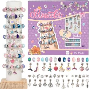 Deinduser Charm Bracelet Making Kit, Jewelry Making Supplies, Charms for Jewelry Making, Craft Kit for Your Princess, Gift for Your Princess