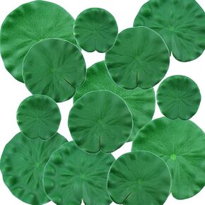 TAODAN 12PCS 4 Sizes Simulation Greenery Lotus Leaves Fish Pond Arrangement Simulation Lotus Leaves Table Decoration Food Artificial Floating Foam Lotus Leaves for Aquarium Fish Tank Fountain Garden