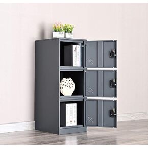 Digital Lock Metal Locker Organizer with Padlock and Shelf Small Size for Gym (P3V, Dark Grey)