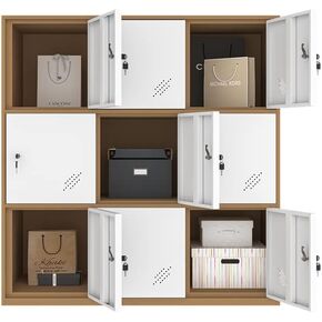 MECOLOR 9 Door Metal Locker, Office Cabinet Locker,Living Room and School Locker Organizer,Home Locker Organizer Storage for Employee,Office Storage Cabinet with Doors and Lock