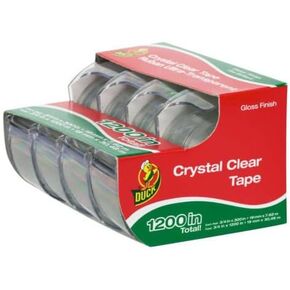Duck Brand Crystal Clear Tape, 3/4 x 300 Inches, Clear Gloss, 4 Rolls