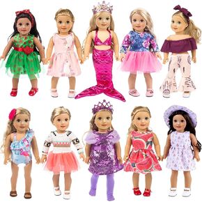 Ebuddy 18 Inch Doll Clothes Doll Accessories 10 Sets Fashion Doll Clothes and Accessories Fit for 18 inch Girl Doll,Most 18 Inch Dolls(No Doll)