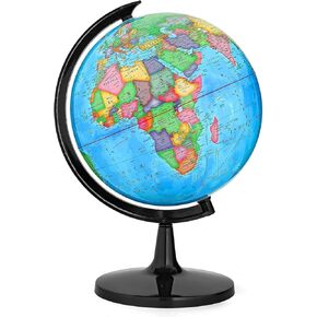 GOCHANGE World Globe with Stand, 12" Geography Educational Globe for Students & Teachers, Full Length 19.7 inch 360° Spinning Globe for Age 8+ Children's Educational Tools & Desk Decorations & Gifts
