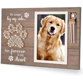 Dog Memorial Picture Frame with Pet Urns for Dogs Ashes, Pet Condolences Photo Frame with Paw Print, Passing Away Gifts for Pet Loss Remembrance, Touching Sympathy Gift for Loss of Dog (Brown1)