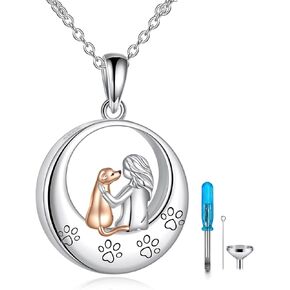 TIGER RIDER Sterling Silver Dog/Cat Urn Necklace for Ashes Dog/Cat Memorial Keepsake Cremation Jewelry Gifts for Women Pet Lovers