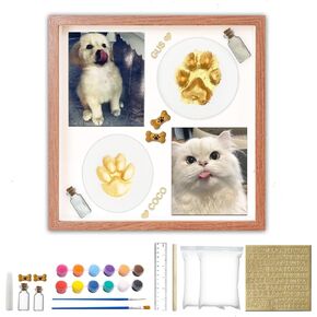 Dog or Cat Paw Print Imprint Kit, Pet Paw Print Kit with 12 Colors Paint, 4 Trinkets, 2 Clays Packs & Sticker, Premium Wooden Picture Frame, Keepsake for Pets, Perfect Gifts for Pet Lovers, Black in Saudi Arabia