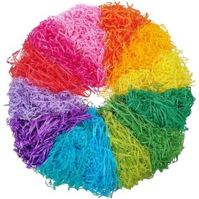 Supla 300g (10.6 oz) 6 Colors Shredded Paper Easter Grass Bag Basket Grass Filler Stuffers Paper Shreds Grass in Hot Pink Yellow Dark Green Light Green Sky Blue Lavender for Easter Egg Hun