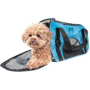 Pet Life 'Altitude-Force' Airline Pet Carrier - Sporty Zippered and Folding Collapsible Travel Cat and Dog Carrier - Travel Pet Carrier with Included Over-The-Shoulder Straps and Pet Mat