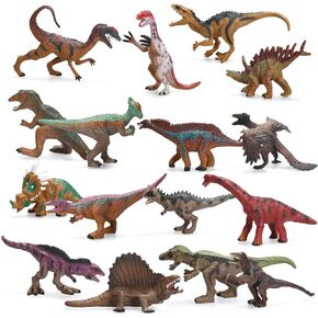 Dinosaur Toys Realistic Dinosaur Figures 16 Pack Kids Dino Educational Toys 5 Inch Party Favor Animal Figurine Model Spinosaurus T-Rex Velociraptor Brachiosaurus, Dinosaur Toys for Kids 3-5