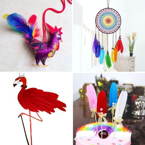 Piokio 100 pcs Natural Colorful Goose Feathers in Bulk 6-8 inch(15-20 cm) for Cupcake Decorations, DIY Art and Dreamcatcher in Saudi Arabia