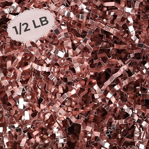 Kalyamo 1/2 LB(8oz) Rose Gold Metallic Crinkle Shred Cut Paper Sophosticated Color for Luxury Sparkle Gifts & Decor in Saudi Arabia