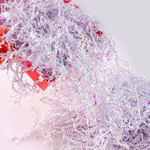 Shredded Paper Filler for Gift Baskets, Crinkle Cut Paper Shred Filler, Gift Basket Box Filler for Birthday Wedding Christmas Thanksgiving Mother's Day (4 Oz, Diamond White) in Kuwait