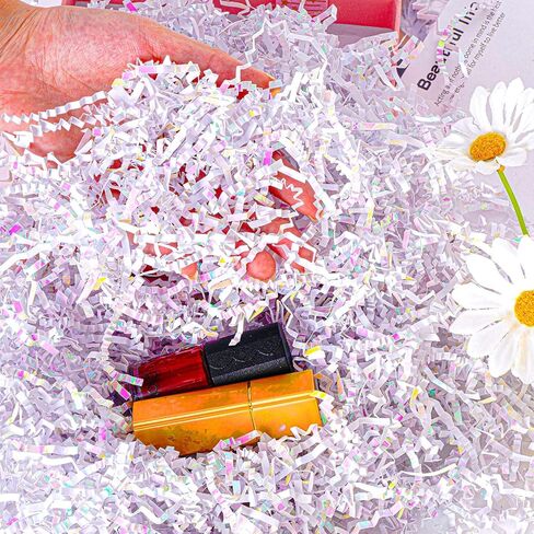Shredded Paper Filler for Gift Baskets, Crinkle Cut Paper Shred Filler, Gift Basket Box Filler for Birthday Wedding Christmas Thanksgiving Mother's Day (4 Oz, Diamond White) in Kuwait