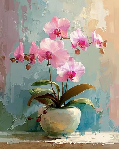 shinefly Paint by Numbers Kit Acrylic Easy Paint by Numbers for Adults Beginner Gift Home Wall Decor 16" W x 20" L, Moth Orchid in Saudi Arabia