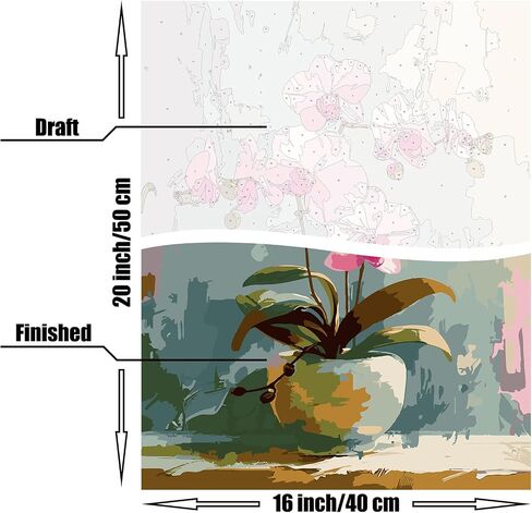 shinefly Paint by Numbers Kit Acrylic Easy Paint by Numbers for Adults Beginner Gift Home Wall Decor 16" W x 20" L, Moth Orchid in Saudi Arabia