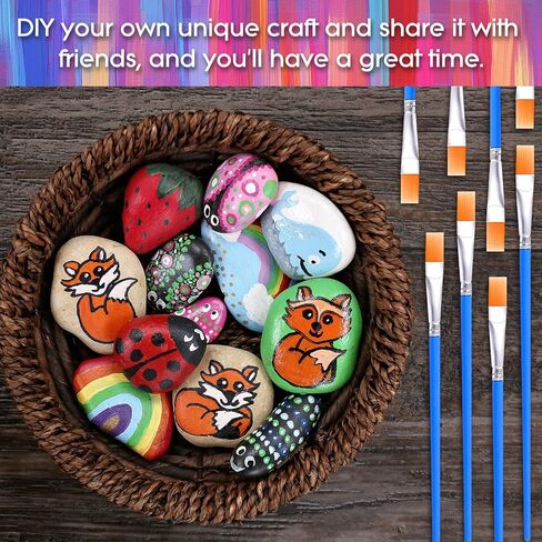 cssopenss 120 Pcs Painting Rocks, 2-3in River Rocks for Painting, 90 Chunk Rocks for Painting & 30Pcs Paint Brushes, Unique Stones for DIY Gifts Art Craft Decor in Saudi Arabia
