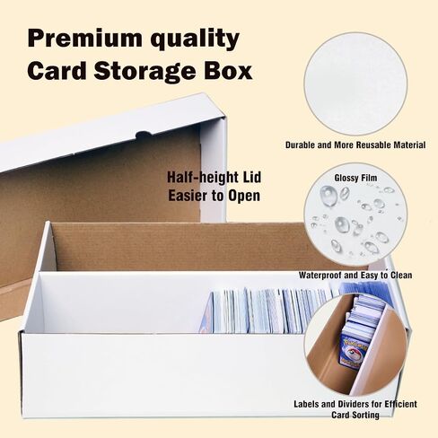 NUMINA 1600 Card Storage Box Organizer for Trading Card Collection, Heavy Duty Sports Card Storage with 2 Row Sorting Tray & Cardboard Box with Dividers for TCG/Magic/Mtg (4 Pack) in Saudi Arabia