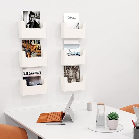 Wall Hanging File Folder Organizer No Drilling 3 pc Plastic Wall File Holder White Desk File Organizer Vertical Mail Organizer Wall Mounted Magazine Rack With Adhesive Pad Office Door Mailbox in Saudi Arabia