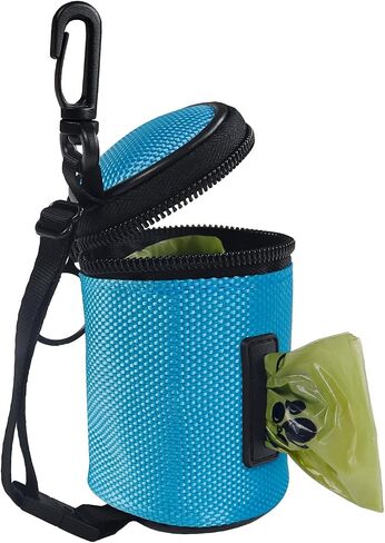 Aosbos Dog Poop Bag Holder for Leash, Dog Waste Bag Dispenser, Small Zipper Pouch with Adjustable Strap, Doggie Walking Accessories Outdoor, Black in Saudi Arabia