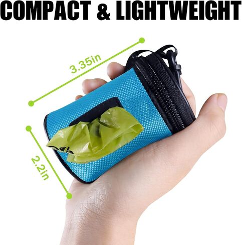 Aosbos Dog Poop Bag Holder for Leash, Dog Waste Bag Dispenser, Small Zipper Pouch with Adjustable Strap, Doggie Walking Accessories Outdoor, Black in Saudi Arabia