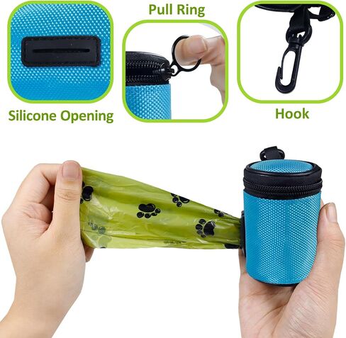 Aosbos Dog Poop Bag Holder for Leash, Dog Waste Bag Dispenser, Small Zipper Pouch with Adjustable Strap, Doggie Walking Accessories Outdoor, Black in Saudi Arabia