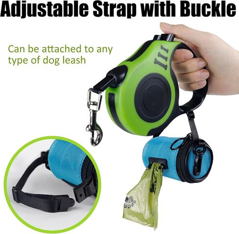 Aosbos Dog Poop Bag Holder for Leash, Dog Waste Bag Dispenser, Small Zipper Pouch with Adjustable Strap, Doggie Walking Accessories Outdoor, Black in Saudi Arabia
