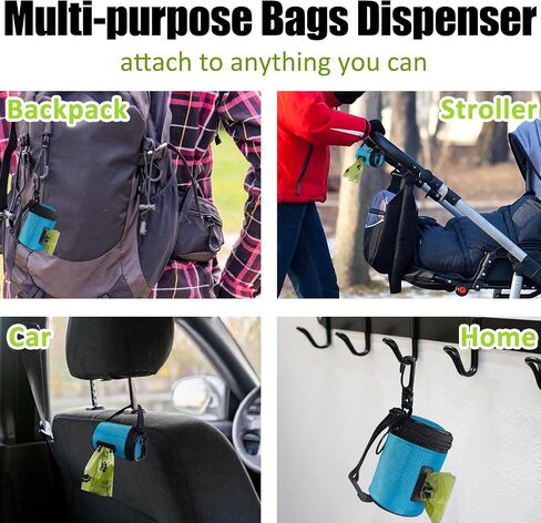 Aosbos Dog Poop Bag Holder for Leash, Dog Waste Bag Dispenser, Small Zipper Pouch with Adjustable Strap, Doggie Walking Accessories Outdoor, Black in Saudi Arabia