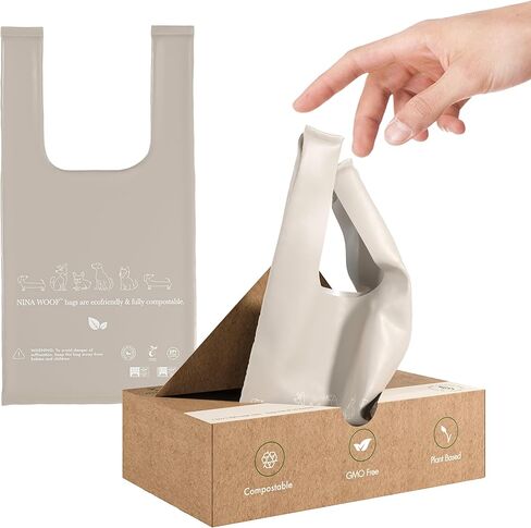 أكياس فضلات الكلاب بمقابض - 200 كيس نفايات للكلاب قابل للتحلل البيولوجي والتحلل البيولوجي لمشي الجراء، والسفر، وحقيبة قمامة الحيوانات الأليفة الفاخرة من نشا الذرة، خالية من التسرب، 38.1 سم × 20.32 سم in Kuwait