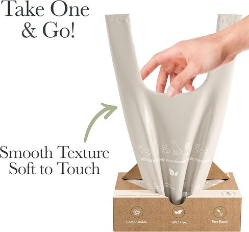 أكياس فضلات الكلاب بمقابض - 200 كيس نفايات للكلاب قابل للتحلل البيولوجي والتحلل البيولوجي لمشي الجراء، والسفر، وحقيبة قمامة الحيوانات الأليفة الفاخرة من نشا الذرة، خالية من التسرب، 38.1 سم × 20.32 سم in Kuwait