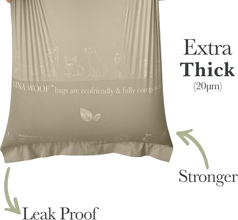 أكياس فضلات الكلاب بمقابض - 200 كيس نفايات للكلاب قابل للتحلل البيولوجي والتحلل البيولوجي لمشي الجراء، والسفر، وحقيبة قمامة الحيوانات الأليفة الفاخرة من نشا الذرة، خالية من التسرب، 38.1 سم × 20.32 سم in Kuwait