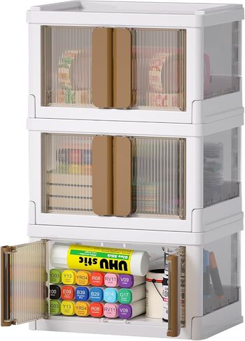 Plastic Craft Organizer Storage Box for Art & Scrapbooking Supplies, Stackable with Latching Lid - Perfect for Markers Ink Pad Ribbons Washi Tape Stickers-Clear Container bins for Craft Supplies in Saudi Arabia