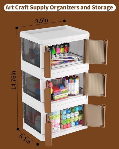 Plastic Craft Organizer Storage Box for Art & Scrapbooking Supplies, Stackable with Latching Lid - Perfect for Markers Ink Pad Ribbons Washi Tape Stickers-Clear Container bins for Craft Supplies in Saudi Arabia