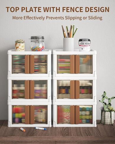 Plastic Craft Organizer Storage Box for Art & Scrapbooking Supplies, Stackable with Latching Lid - Perfect for Markers Ink Pad Ribbons Washi Tape Stickers-Clear Container bins for Craft Supplies in Saudi Arabia