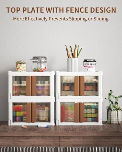 Plastic Craft Organizer Storage Box for Art & Scrapbooking Supplies, Stackable with Latching Lid - Perfect for Markers Ink Pad Ribbons Washi Tape Stickers-Clear Container bins for Craft Supplies in Saudi Arabia