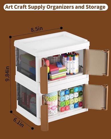 Plastic Craft Organizer Storage Box for Art & Scrapbooking Supplies, Stackable with Latching Lid - Perfect for Markers Ink Pad Ribbons Washi Tape Stickers-Clear Container bins for Craft Supplies in Saudi Arabia
