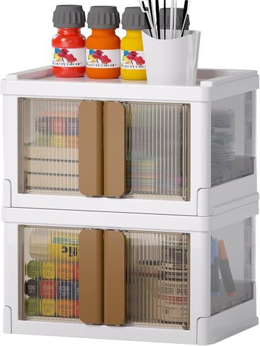 Plastic Craft Organizer Storage Box for Art & Scrapbooking Supplies, Stackable with Latching Lid - Perfect for Markers Ink Pad Ribbons Washi Tape Stickers-Clear Container bins for Craft Supplies in Saudi Arabia