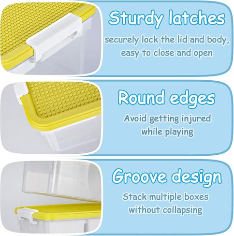 17QT Multipurpose Plastic Storage Box with Baseplate Lid, Stackable Craft Organizers and Storage Containers with Removable Tray, Clear Art Bin Organizer for Building Bricks, Bead (White lid) in Kuwait